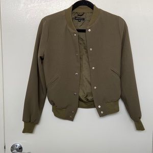 Fashion nova Shine star olive green bomber jacket sz s